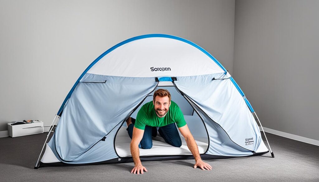 pop-up bed tent setup