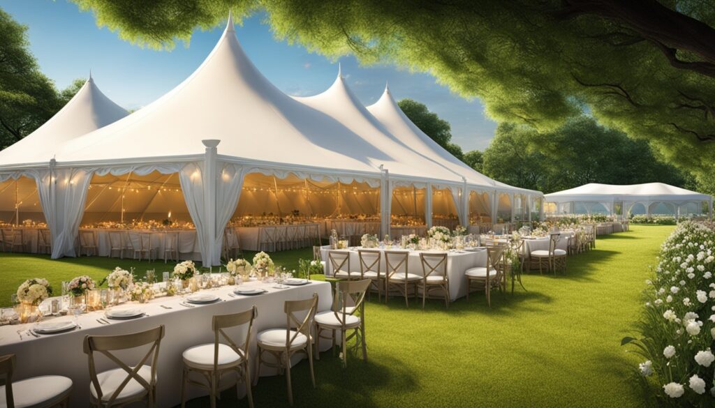 Large party tent with sides and windows