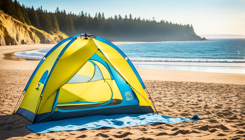 Portable party tent for beach gatherings