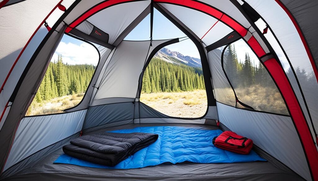 Double wall 4 person tent for ventilation