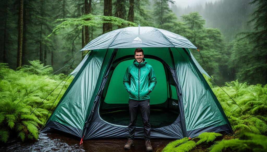 Gazelle tent for rainy weather