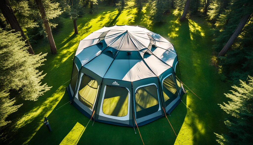 Gazelle tent with ventilation features