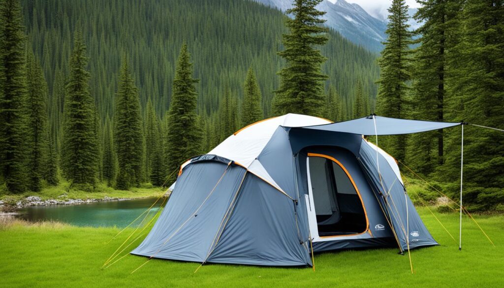 SUV tent connected to vehicle