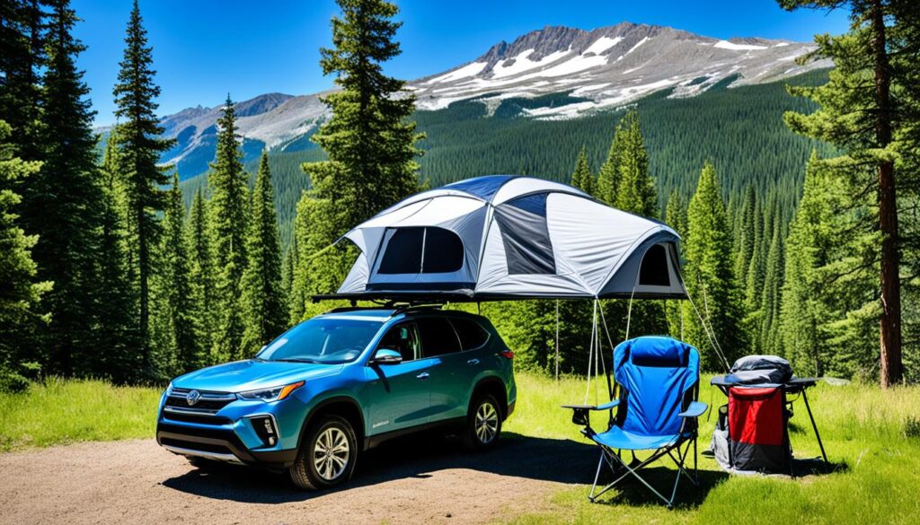 SUV tent setup