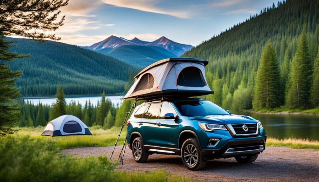 SUV tent setup