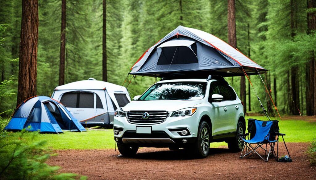 SUV tent with awning