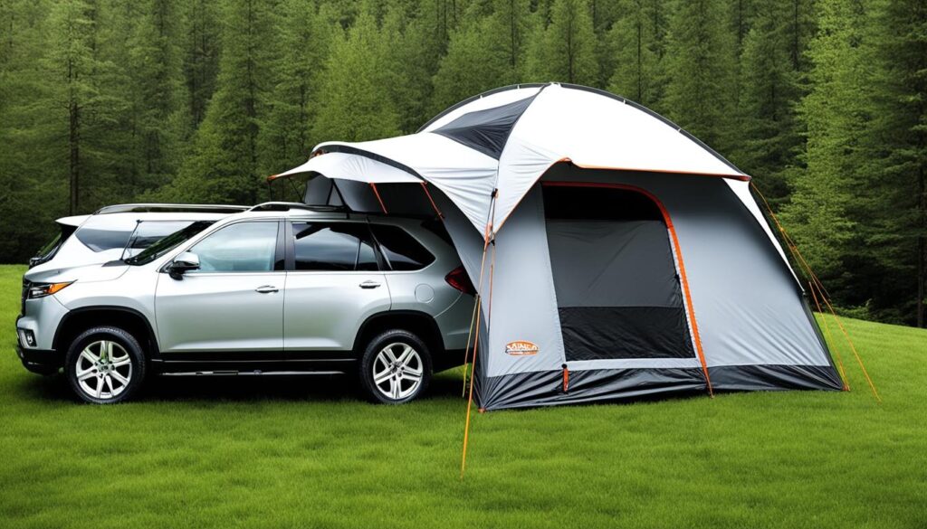 SUV tent with built-in flooring