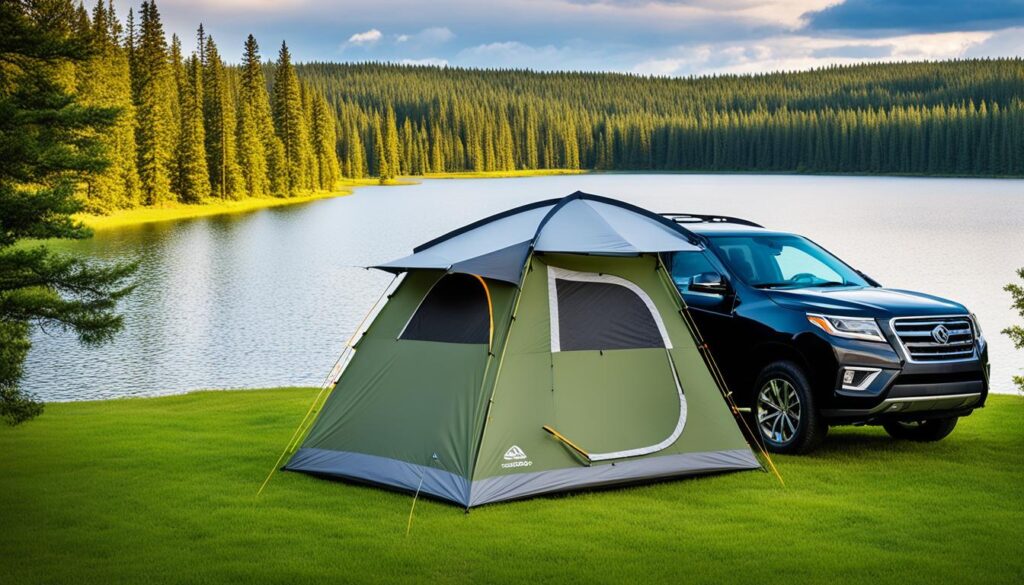 Waterproof SUV tent setup